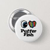 I Liebe (Herz) Puffer Fisch Button (Vorne & Hinten)