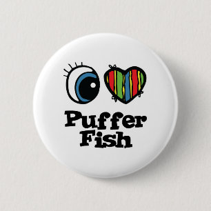 I Liebe (Herz) Puffer Fisch Button