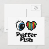 I Liebe (Herz) Puffer Fisch Postkarte (Vorne/Hinten)