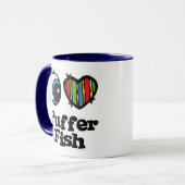 I Liebe (Herz) Puffer Fisch Tasse (Vorderseite Links)