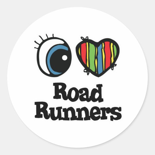 I Liebe (Herz) Roadrunners Runder Aufkleber (Vorderseite)