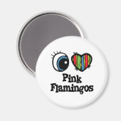 I Liebe (Herz) Rosa Flamingos Magnet (Vorderseite/Rückseite)