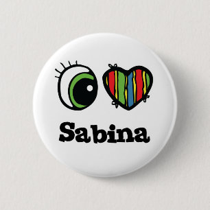 I Liebe (Herz) Sabina Button