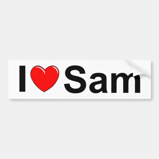 I Liebe (Herz) Sam Autoaufkleber (Vorne)