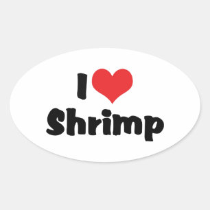 I Liebe Herz Shrimp - Seefutter Lover Ovaler Aufkleber
