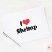 I Liebe Herz Shrimp - Seefutter Lover Ovaler Aufkleber (Umschlag)