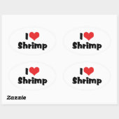I Liebe Herz Shrimp - Seefutter Lover Ovaler Aufkleber (Blatt)