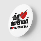 I Liebe (Herz) Songkran Runde Wanduhr (Winkel)