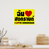 I Liebe (Herz) Songkran / Thai-Sprachskript Poster (Küche)