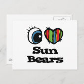 I Liebe (Herz) Sonnenbären Postkarte (Vorne/Hinten)