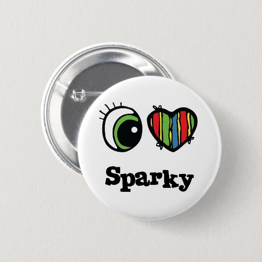 I Liebe (Herz) Sparky Button (Vorne & Hinten)
