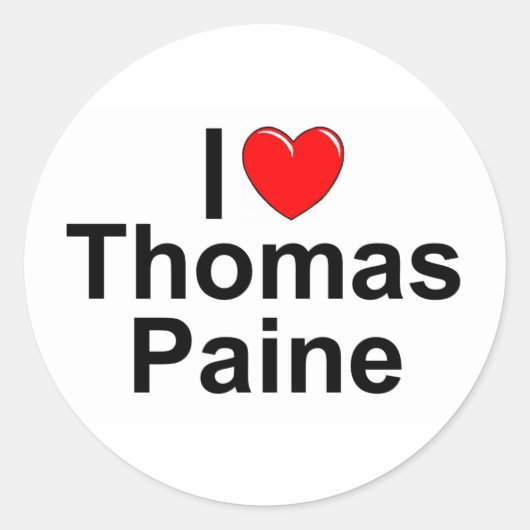 I Liebe (Herz) Thomas Paine Runder Aufkleber (Vorderseite)