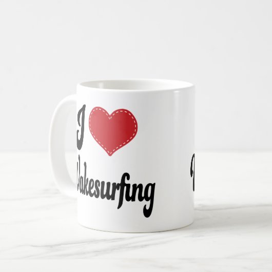 I Liebe (Herz) Wakesurfing Kaffeetasse (Vorderseite Links)