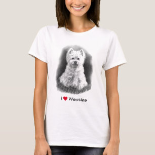 I Liebe (Herz) Westies: Bleistift-Zeichnen T-Shirt