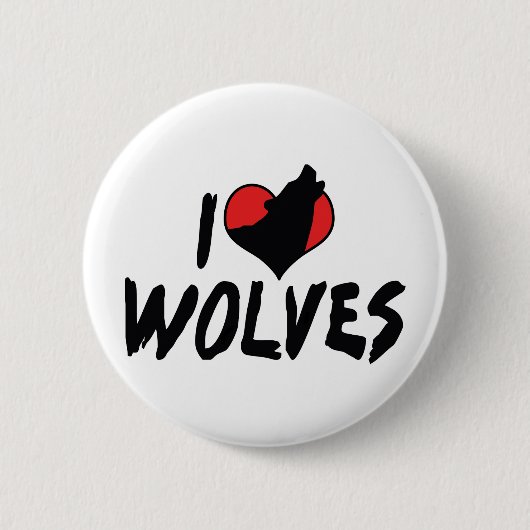 I Liebe Herz Wolves - Wolf Lover Button (Vorderseite)