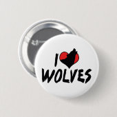 I Liebe Herz Wolves - Wolf Lover Button (Vorne & Hinten)