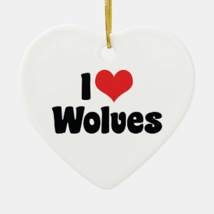 I Liebe Herz Wolves - Wolf Lover Keramik Ornament