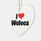 I Liebe Herz Wolves - Wolf Lover Keramik Ornament (Links)