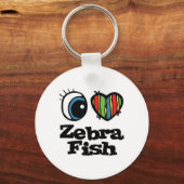 I Liebe (Herz) Zebrafisch Schlüsselanhänger (Vorderseite)