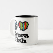 I Liebe (Herz) Zebrafisch Zweifarbige Tasse (Vorderseite Links)