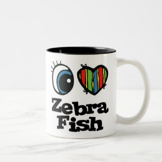 I Liebe (Herz) Zebrafisch Zweifarbige Tasse