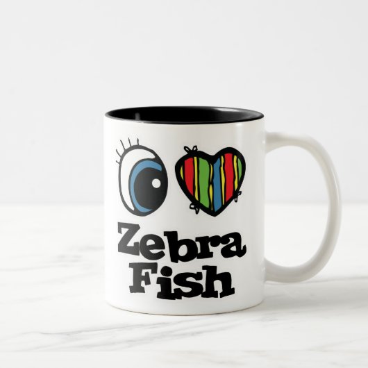 I Liebe (Herz) Zebrafisch Zweifarbige Tasse (Rechts)