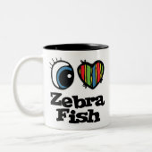 I Liebe (Herz) Zebrafisch Zweifarbige Tasse (Links)