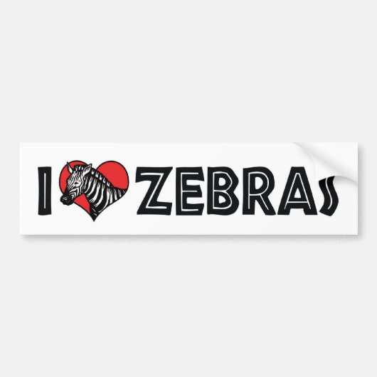 I Liebe Herz Zebras - Zebra Lover Autoaufkleber (Vorne)
