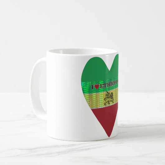 I Liebe Herzäthiopien: Flag Art Motif Kaffeetasse (Vorderseite Links)