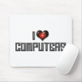 I Liebe Herzcomputer - Elektronik Lover Mousepad (Mit Mouse)