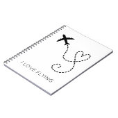 I Liebe Herzflieger Flugzeuge Pilotleitungen Notizblock (Linke Seite)