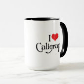 I Liebe Herzkalligraphie Tasse (VorderseiteRechts)