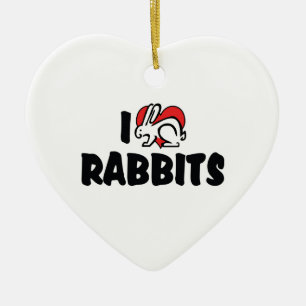 I Liebe Herzkaninchen Keramikornament