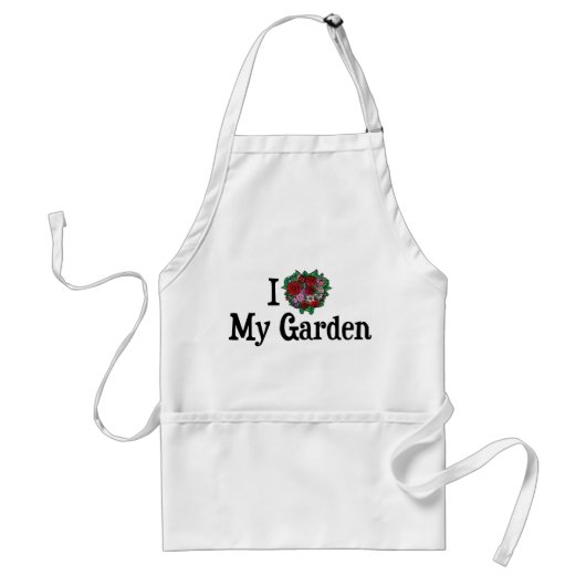 I Liebe Herzlich Willkommen im Garten - Blume Gemü Schürze (Vorne)