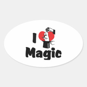 I Liebe Herzmagie - Magie Lover Ovaler Aufkleber