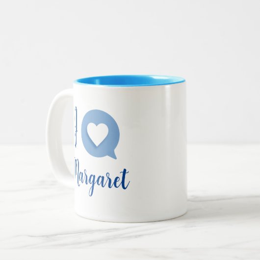 I Liebe / Herzname Mag blue Kaffee Tasse (Vorderseite Links)