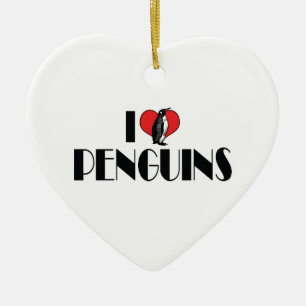 I Liebe Herzpinguine - Pinguin Lover Keramik Ornament