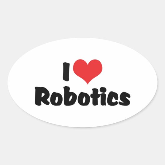 I Liebe Herzrobotik - Roboter Lover Ovaler Aufkleber (Vorderseite)