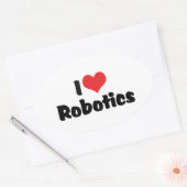 I Liebe Herzrobotik - Roboter Lover Ovaler Aufkleber (Umschlag)