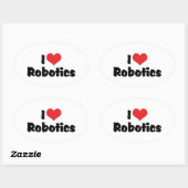 I Liebe Herzrobotik - Roboter Lover Ovaler Aufkleber (Blatt)