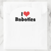 I Liebe Herzrobotik - Roboter Lover Ovaler Aufkleber (Tasche)