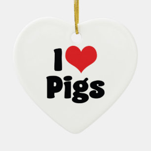 I Liebe Herzschweine Keramikornament