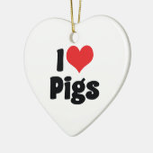 I Liebe Herzschweine Keramikornament (Links)