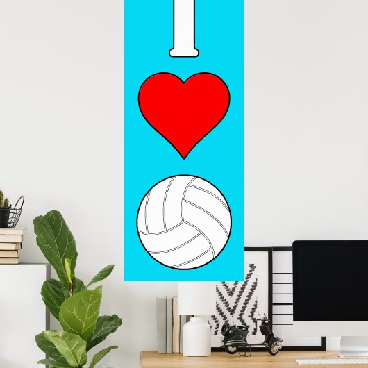 I Liebe/Herzvolleyball jedes farbige vertikale Pos Poster (Heimbüro)