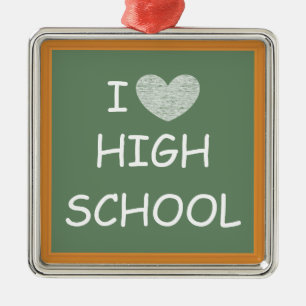 I Liebe-Highschool Silbernes Ornament