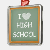 I Liebe-Highschool Silbernes Ornament (Links)