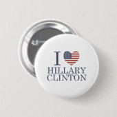 I Liebe Hillary Clinton Button (Vorne & Hinten)