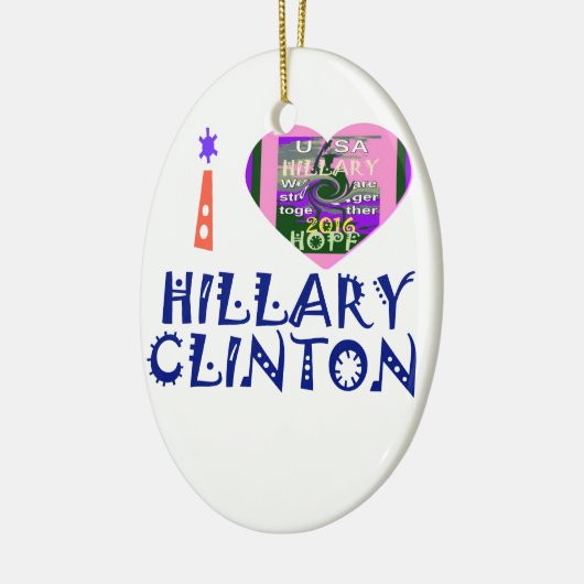 I Liebe Hillary Clinton für US-Präsident Heart Keramik Ornament (Links)
