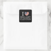 I Liebe Hillary Clinton Quadratischer Aufkleber (Tasche)