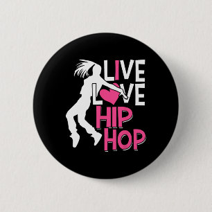 I Liebe Hip Hop Dance - Rosa Herz und Hip Hop Danc Button